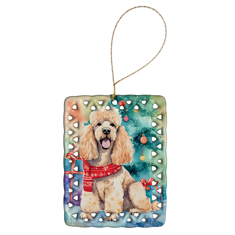 Ornement en porcelaine de Noël caniche, Caniche - 3564
