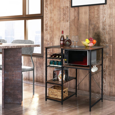 Livorna Microwave Oven Stand Storage Cart Bakers Rack With Drawer Brown by 17 Stories