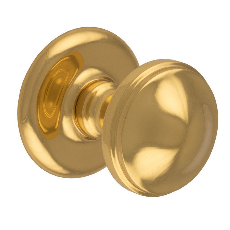 Dudelange Victorian Round Centre Door Knob, Polished Brass