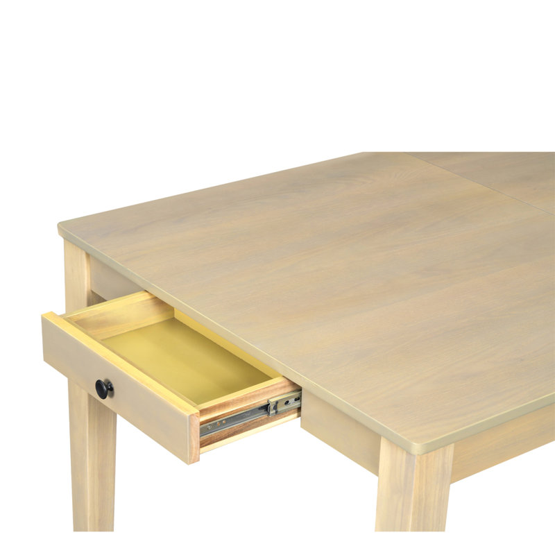 Ensemble de table de salle à manger extensible 78,1 pouces Rustic 7 pièces avec rallonge amovible de 18 pouces, 6 chaises de salle à manger rembourrées, 2 tiroirs intégrés, naturel