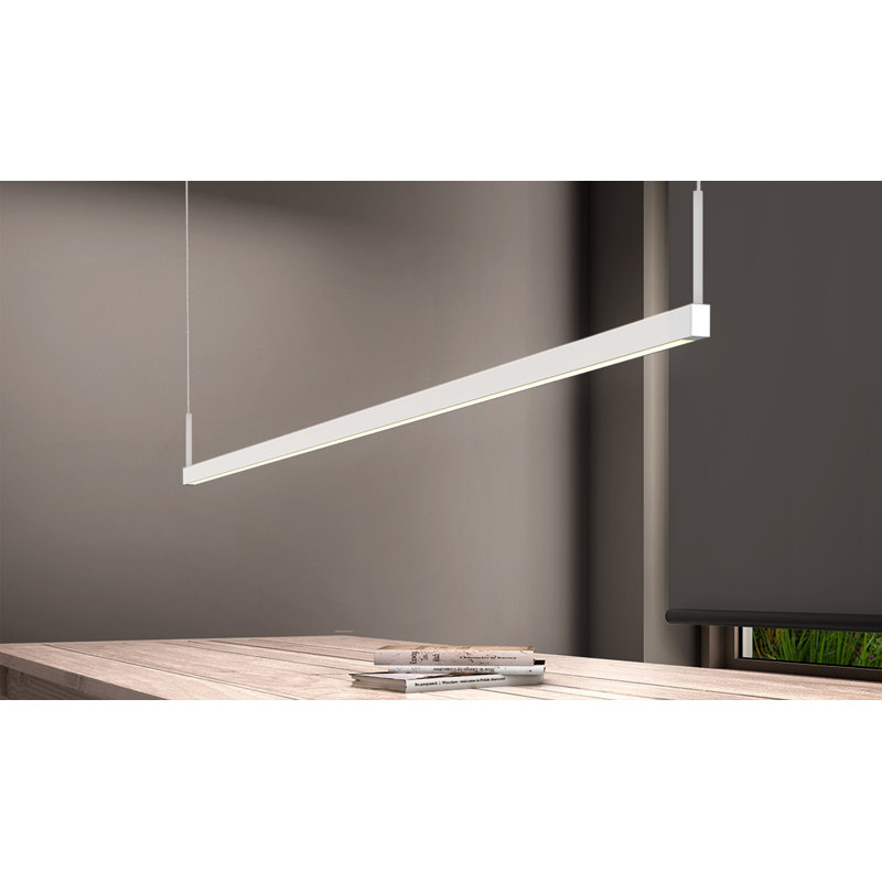 Thin-Line 1 - Light LED Pendant, Bright Satin Aluminum, 3000K, 5" H x 48" W x 0.75" D