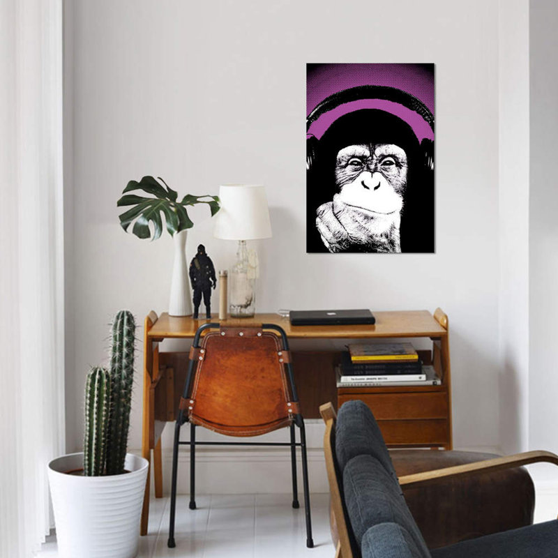 Monkey BL I par Steez - Impression sur toile, H 60 po x l 40po x P 1,5 po, Toile tendue, Pas de tapis