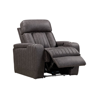 39" Upholstered Power Recliner with Adjustable Headrest with Square Arms