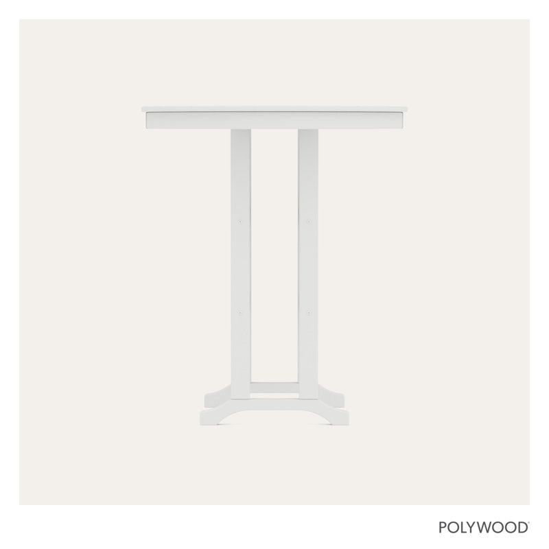 POLYWOOD Round Farmhouse Bar Table, White, 36"