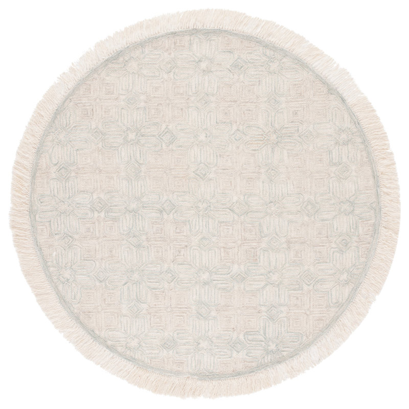 Hillyer Hand Woven Wool and Cotton Geometric Area Rug, Round 6'