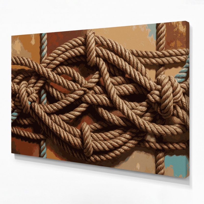 Southwestern Cowboy Lasso and Rope 71 Brown Canvas Wall Art, H 20 po x l 24 po