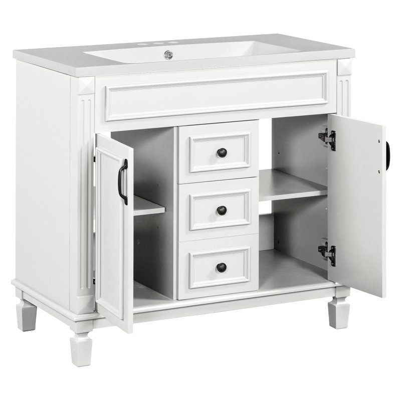 Meuble-lavabo 36 po avec lavabo supérieur, Blanc