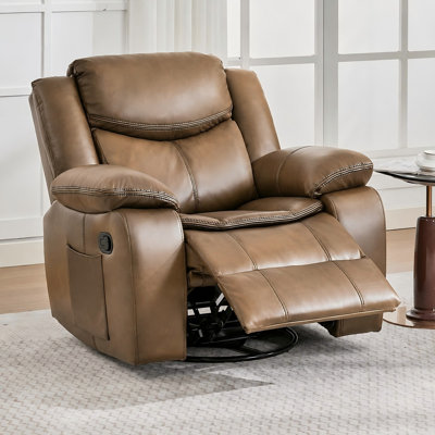 Adwin 37" W Faux Leather Swivel Recliner