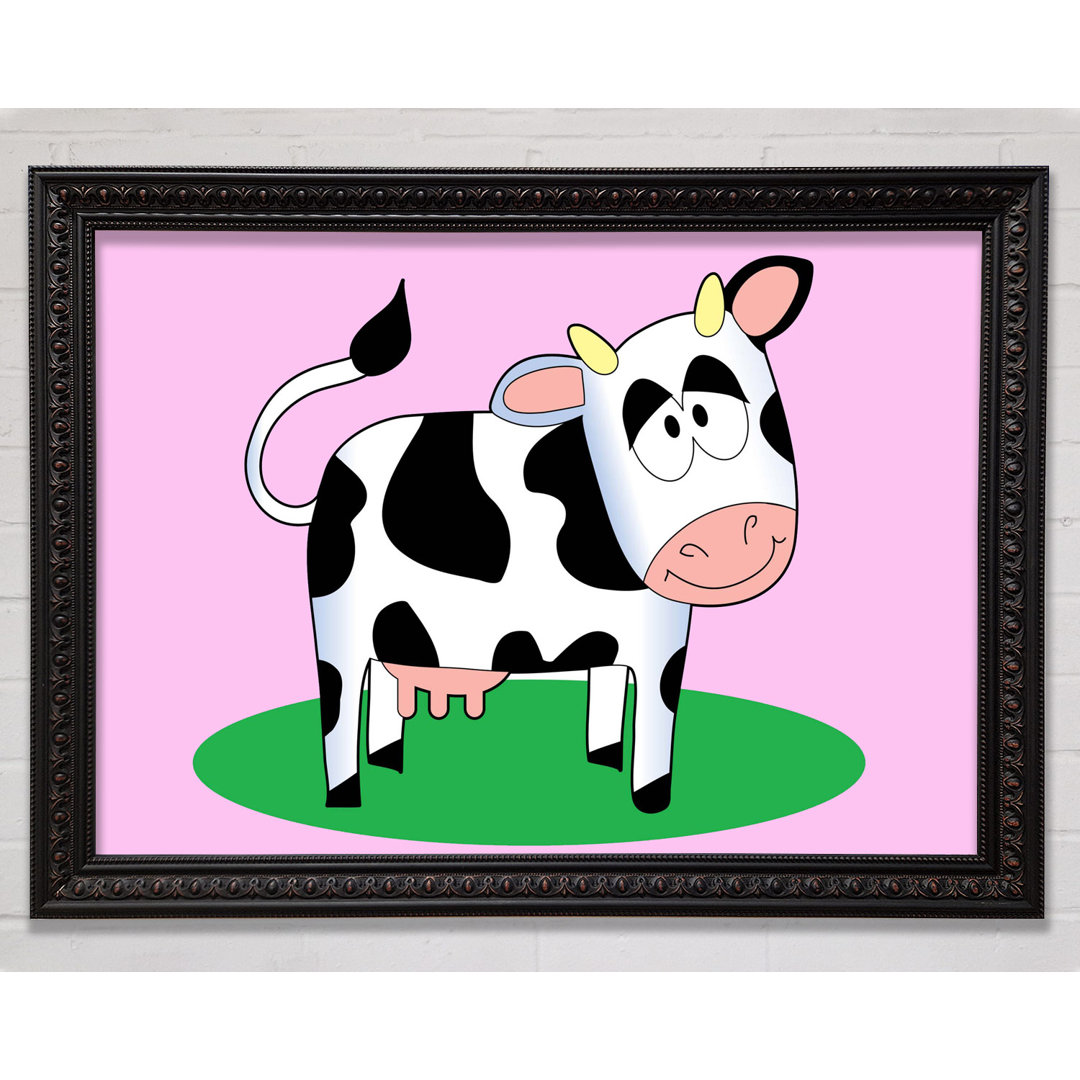 Happy Cow Pink - Einzelner Bilderrahmen Kunstdrucke