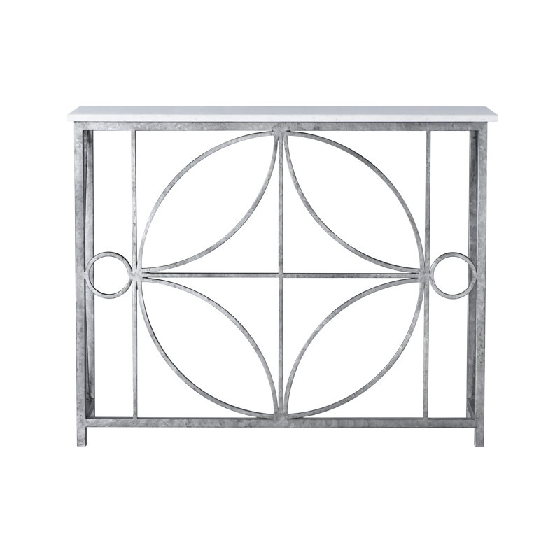 Rome Console Table, Royal Silver, Carrera Marble
