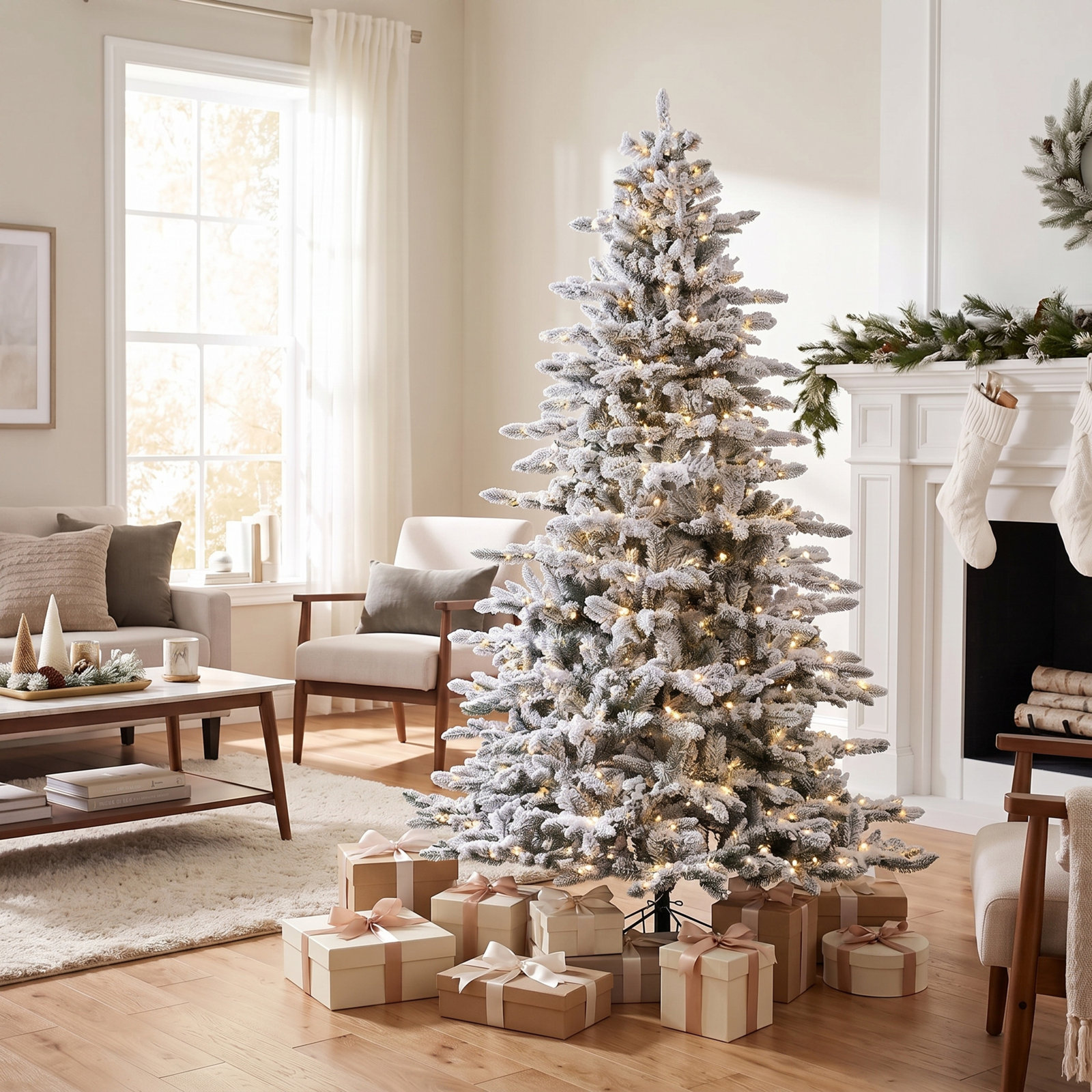 Frosted Pre-Lit Fir Christmas Tree, 10'