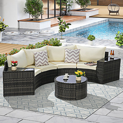 7-Piece Half-Moon Sectional Sofa Set with Coffee Table