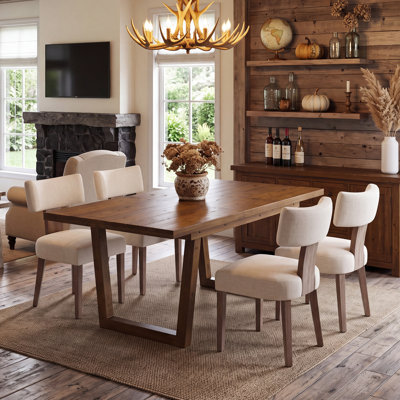 Table de salle à manger en bois massif avec table de salle à manger extensible et chaise rembourrée Farmhouse