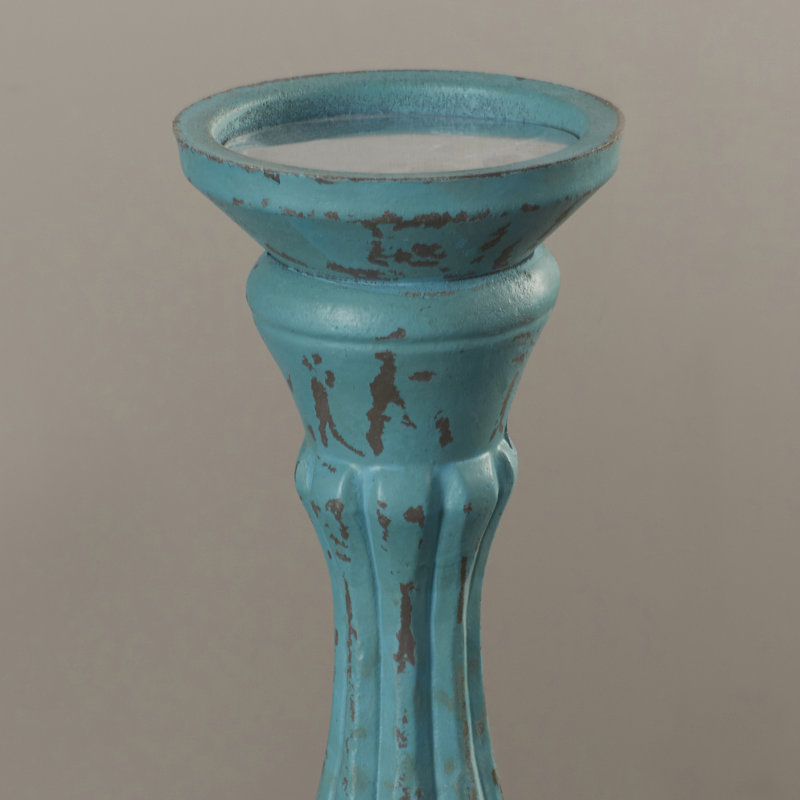 Ensemble de trois porte-bougies de table 15 po, Bleu