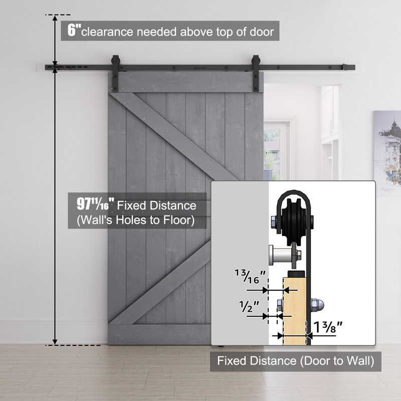 Solid Wood Paneled Barn Door with Installation Hardware Kit