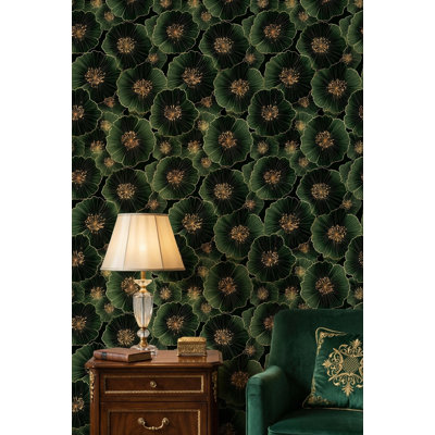 Floral Wallpaper Abstract Green Wall Mural