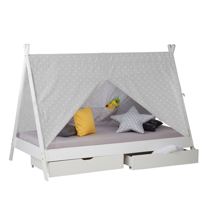Griffen European Single (90 X 200Cm) 2 Drawers, Solid Wood, Travel Bed With Mattress, By Isabelle & Max, White
