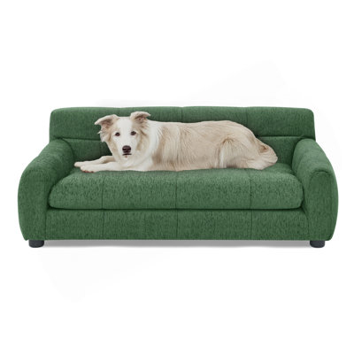 Soft And Comfortable Pet Sofa With Backrest And Armrests, Suitable For Modern Rectangular Pet Sofas For Small And Medium-Sized Dogs-Green