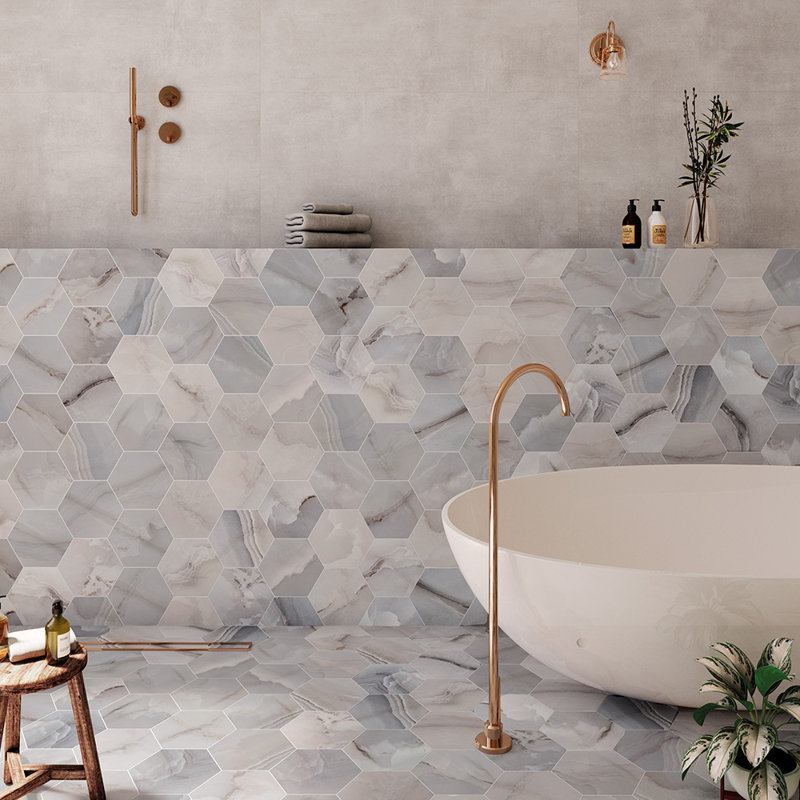 Carreau de porcelaine Serene Essence Hexagon 8x9, Gris