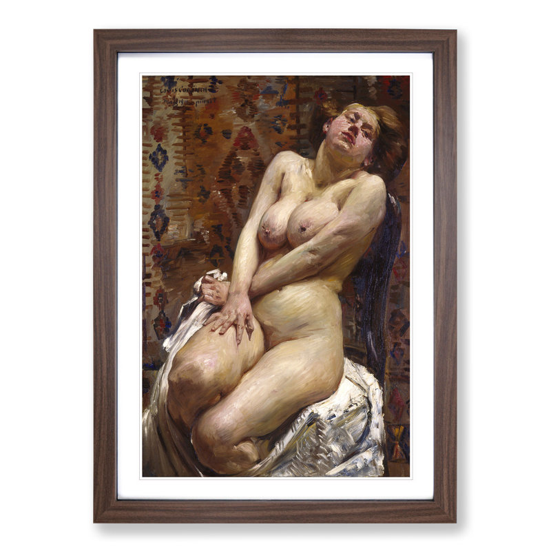 Female Nude by Lovis Corinth - Picture Frame Painting, 48cm H x 36cm W x 2cm D, Walnut Framed