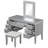 48" Vanity Desk with Mirror and Lights, Makeup Vanity with 7 Drawers and Cushioned Stool, Classic Grey Finish Dressing Table with Hollow Design Drawer for Bedroom, Rubber Wood Legs, Greyblue-1766961996