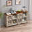 Elegant Beige 4-door Cabinet. Dining Room Essential. Tempered Glass Doors, & Wood Veneer, Functional Display European Style Bedroom Accent. Glass, Wood, Storage-1990277170