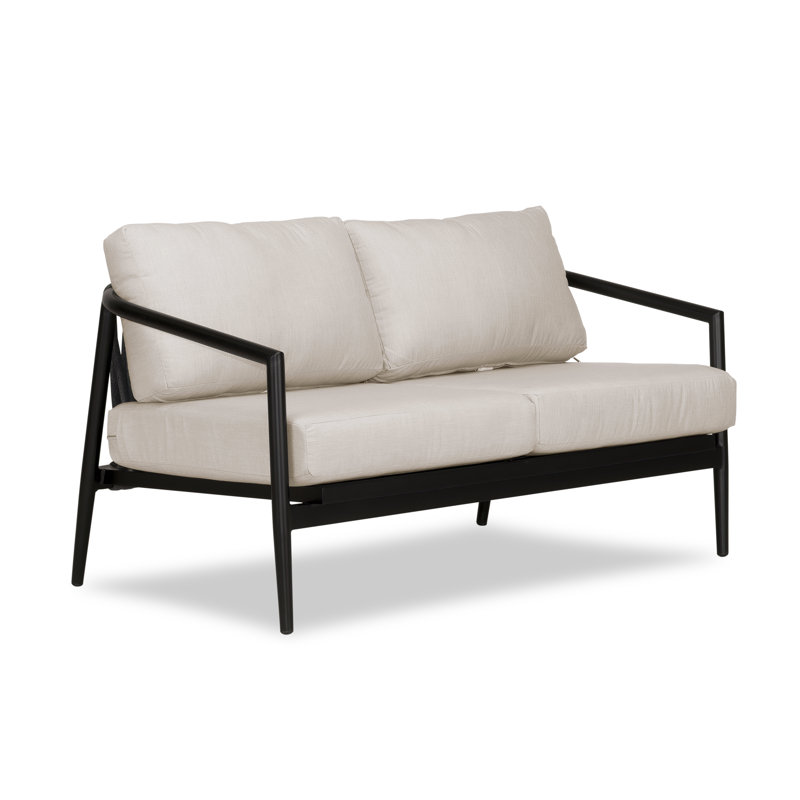 Olio Outdoor 2 - Seat Loveseat, Cast Silver Sunbrella®, Black
