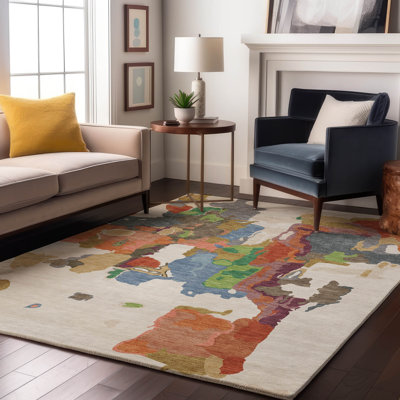 Premium Machine Washable Birchview AMF1028 Abstract Rug