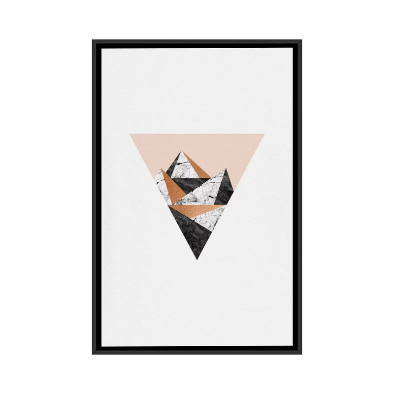 «Geo Landscape Triangle», impression sur toile, H 26 po x l 18 po x P 1,5 po, Toile avec cadre noir, Pas de tapis
