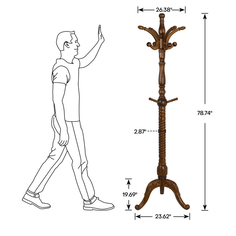 Deionta Solid Wood Freestanding 8 - Hook Coat Rack