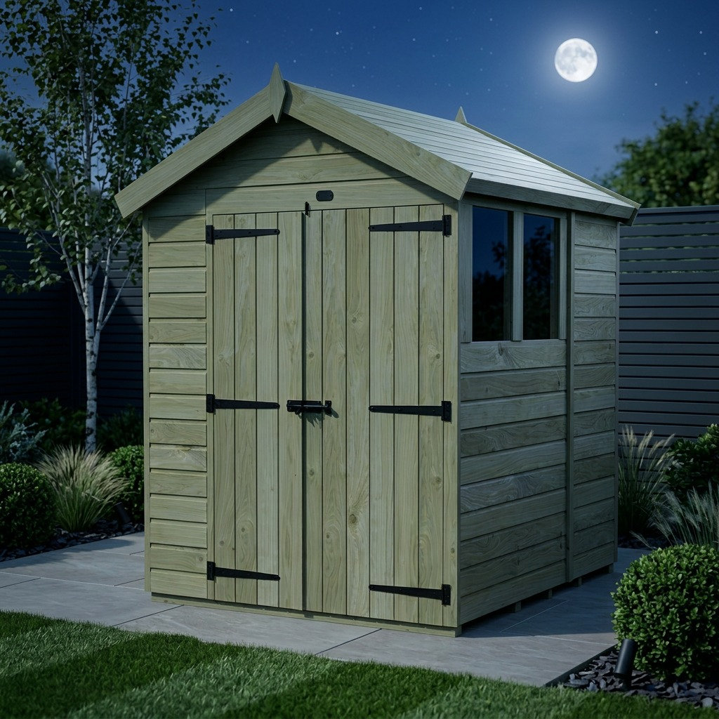 Total Sheds 7ft x 6ft Apex Garden Shed - Double Door - With Windows - Pressure Treated Timber - UK Manufactured