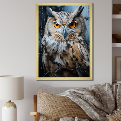 «Grey Owl Nights Watch I», art mural hibou
