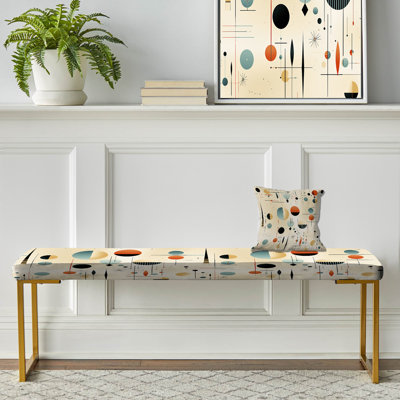 Beige rétro moderne sphérique Matrix - banc rembourré géométrique doré