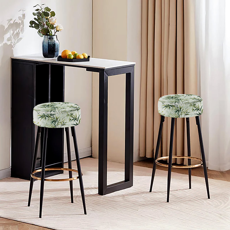 Bambou Zen motif tropical - ensemble de 2 tabourets de bar tropicaux