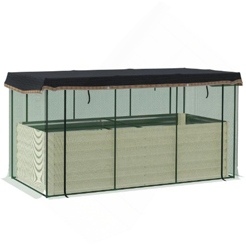 Lit de jardin surélevé pour fleurs, légumes et herbes, boîte à fleurs en acier galvanisé avec cage de culture et toile d'ombrage