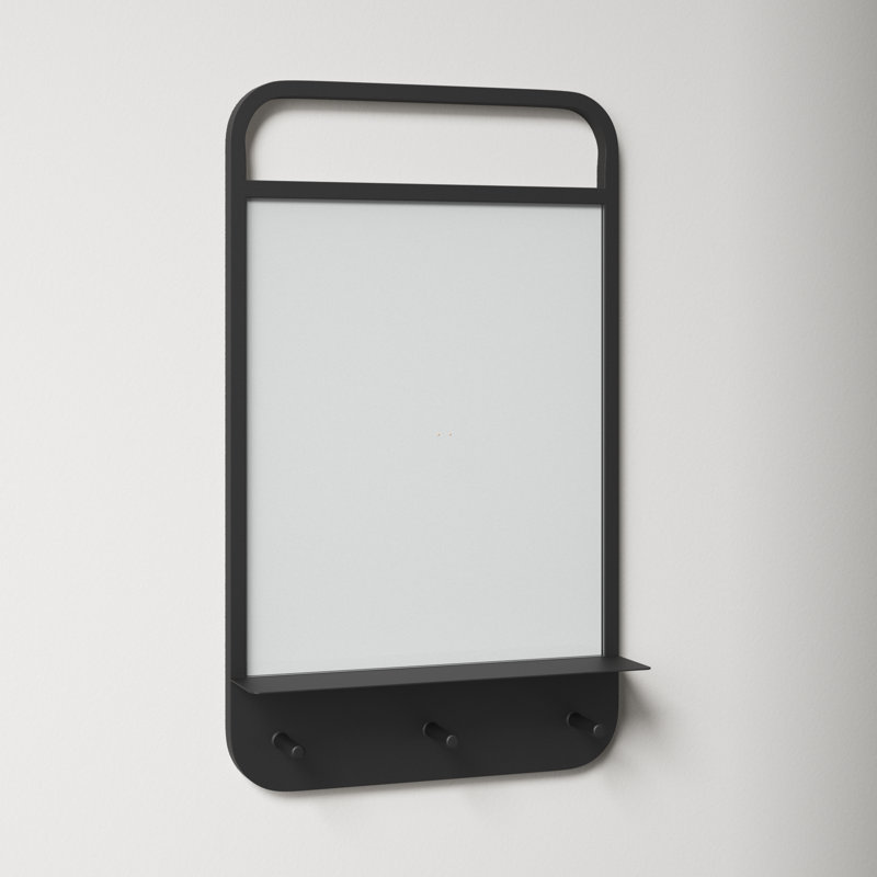 Black Iron Wall Organizer with Glass Dry Erase Board