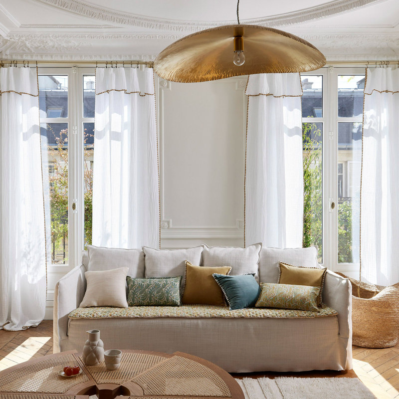 Cotton Blend Curtain Single Panel, 250 x 280cm, White