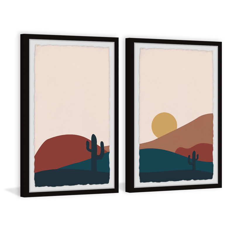 Moonrise In Catalina - 2 Piece Single Picture Frame Painting Set, 30cm H x 20cm W x 3.81cm D
