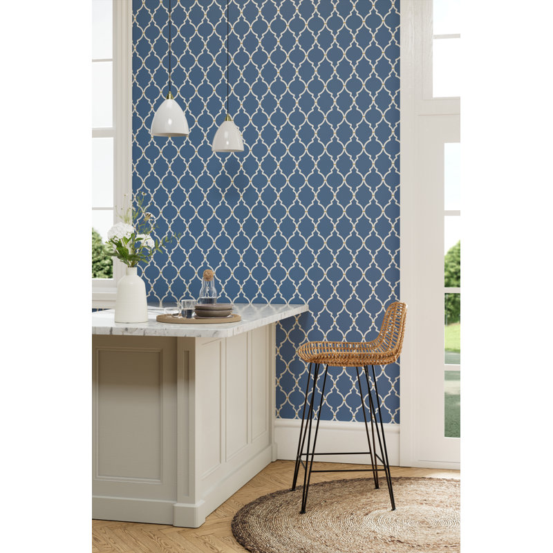 Empire Trellis 10.05m x 52cm Matte Wallpaper Roll, Blue