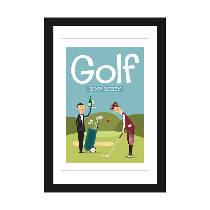 «Golf» par TomasDesign, impression sur toile, H 24 po x l 16 po x P 1 po, Papier d'art encadré noir, Blanc