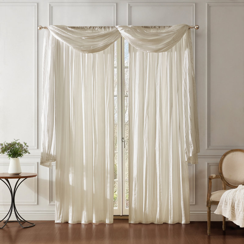 Danielly Solid Semi-Sheer Rod Pocket Curtain Panels, 52" x 95", Ivory