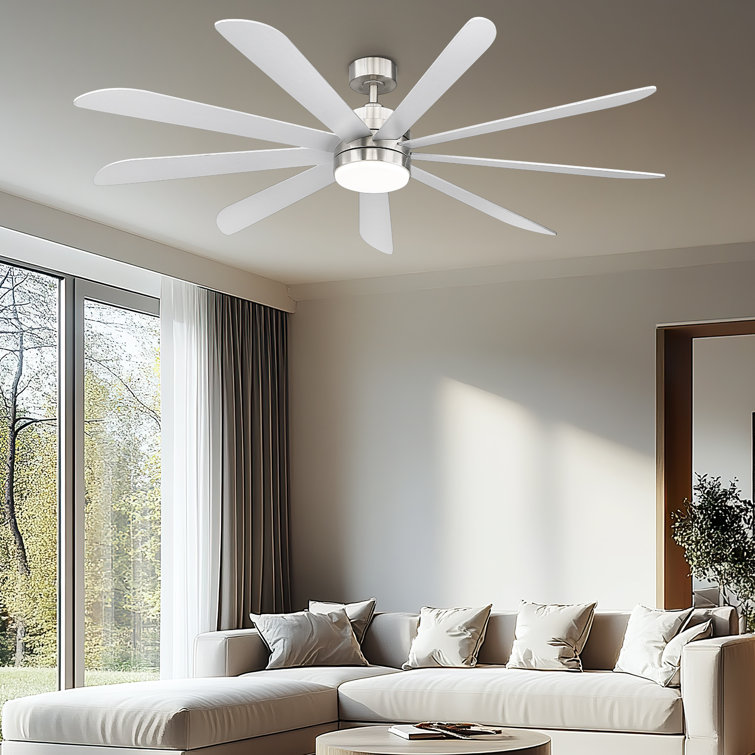 72 Inch 9-blades Ceiling Fans With Lights, Remote Control And Smart App, 24W LED, 6-Speed, Reversible Quiet DC Motor, Timer