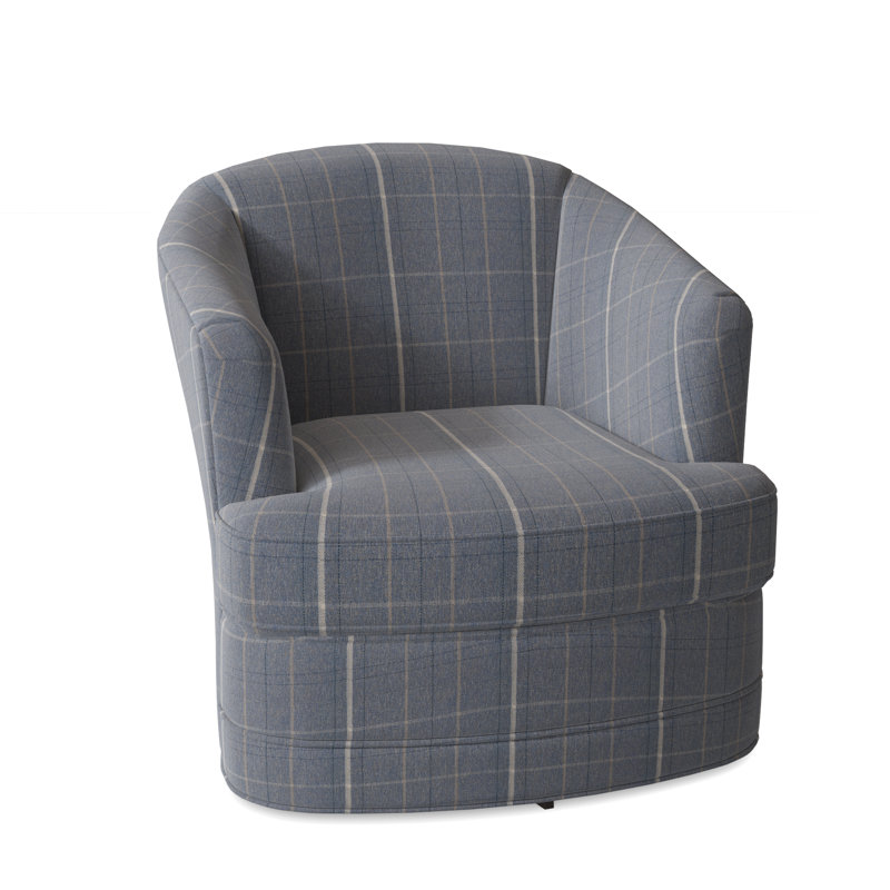 Greyson Swivel Barrel Chair, Lapis Plaid; 0126-63