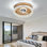 Crystal Ceiling Fans With Lights Flush Mount Ceiling Fan With Remotel Control Dimmable LED Low Profile Ceiling Fan 6 Speeds Reversible Blades Timing With Remote Control Gold
