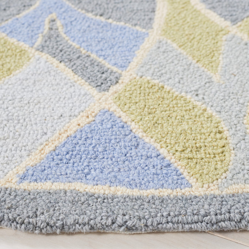 Chelsea Hand Hooked Wool Pile Abstract Rug, Round 4'