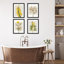 Fleurs encadrées, ensemble de 4 impressions géométriques murales carrées jaunes encadrées sur papier, impression de 4 pièces-93012716-93012717