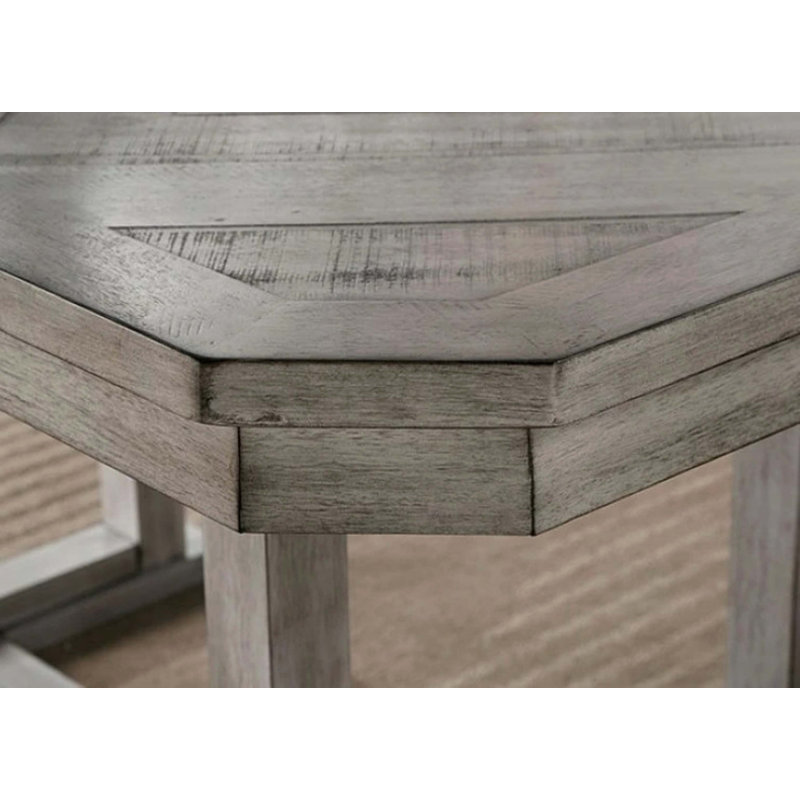 Dining Table Fabric Seat Rustic Style, 6 Pieces: Table, Bench, 4 Chairs
