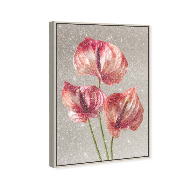 Crimson Silk Veins II Print by Oliver Gal, 17"H x 25"W, Silver Floater Frame