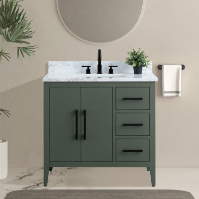 Meuble-lavabo simple 36 po avec plateau en marbre Chambery