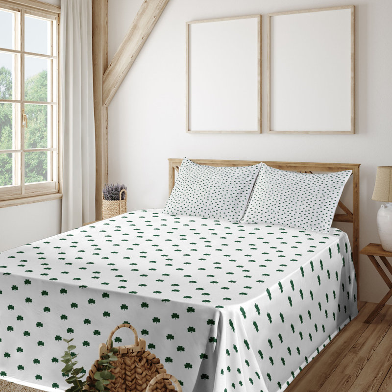 Ensemble de draps à motif de feuilles de palmier 4 pièces Ambesonne, Ensemble de draps pour grand lit avec 2 taies d'or